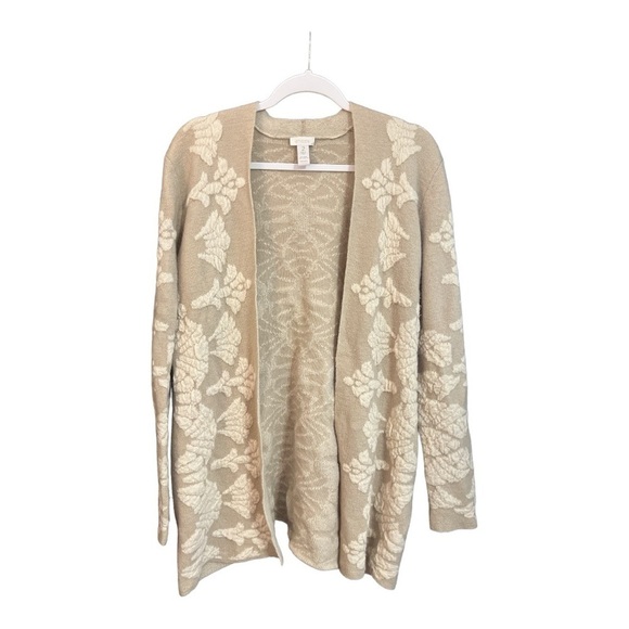 Chico’s Wool/Acrylic Beige Open Front Cardigan Neutral Clean Size 2 (Large 12) - Picture 1 of 4